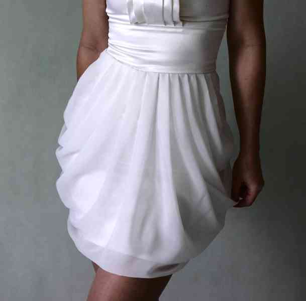 Bílé korzetové šaty - satén a šifon I LOVE LINK vel.32 - foto 12