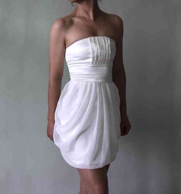 Bílé korzetové šaty - satén a šifon I LOVE LINK vel.32 - foto 5
