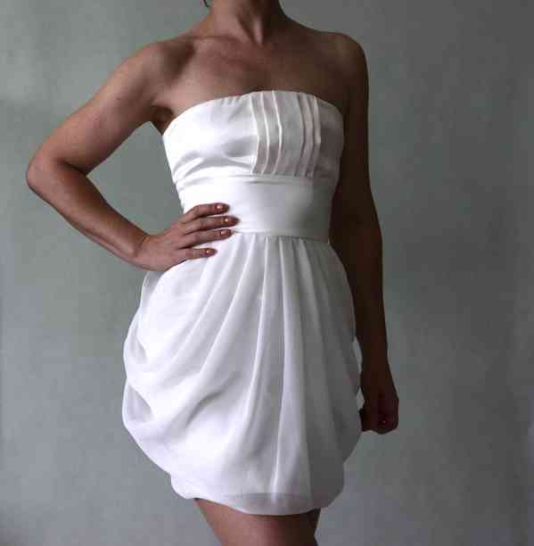 Bílé korzetové šaty - satén a šifon I LOVE LINK vel.32