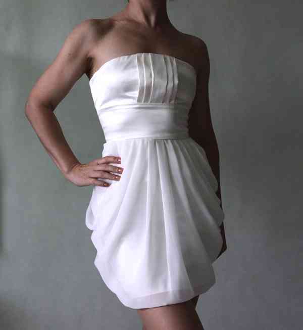 Bílé korzetové šaty - satén a šifon I LOVE LINK vel.32 - foto 2