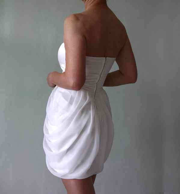 Bílé korzetové šaty - satén a šifon I LOVE LINK vel.32 - foto 8
