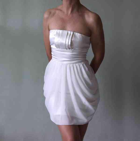 Bílé korzetové šaty - satén a šifon I LOVE LINK vel.32 - foto 3