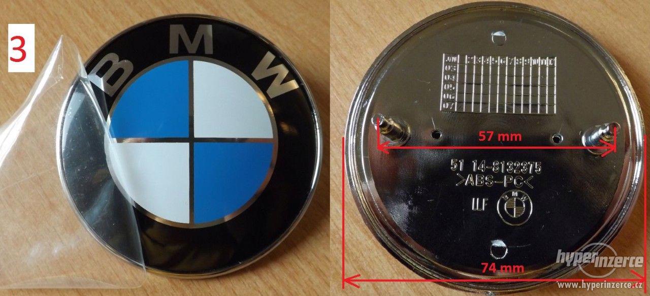 BMW znaky modrobílé nebo karbon kapota kufr 82 ; 78 ; 74 mm - foto 1