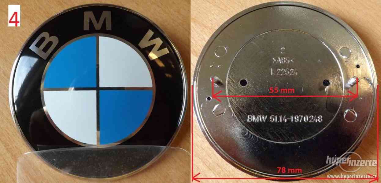 BMW znaky modrobílé nebo karbon kapota kufr 82 ; 78 ; 74 mm - foto 2