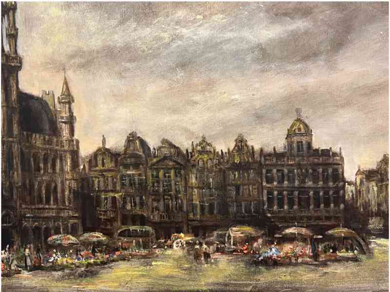 Emile Lammers Trh na Velkém Náměstí v Antverpách 120 X 80 cm - foto 3