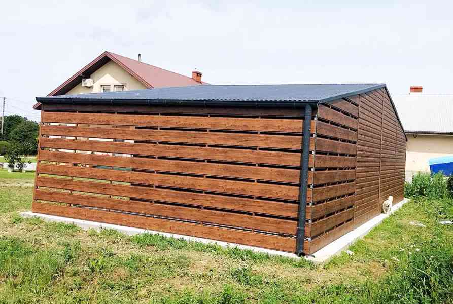 Plechová garáž 9m x 5m + přístřešek 3m - 2x dveře - TS483 - foto 7