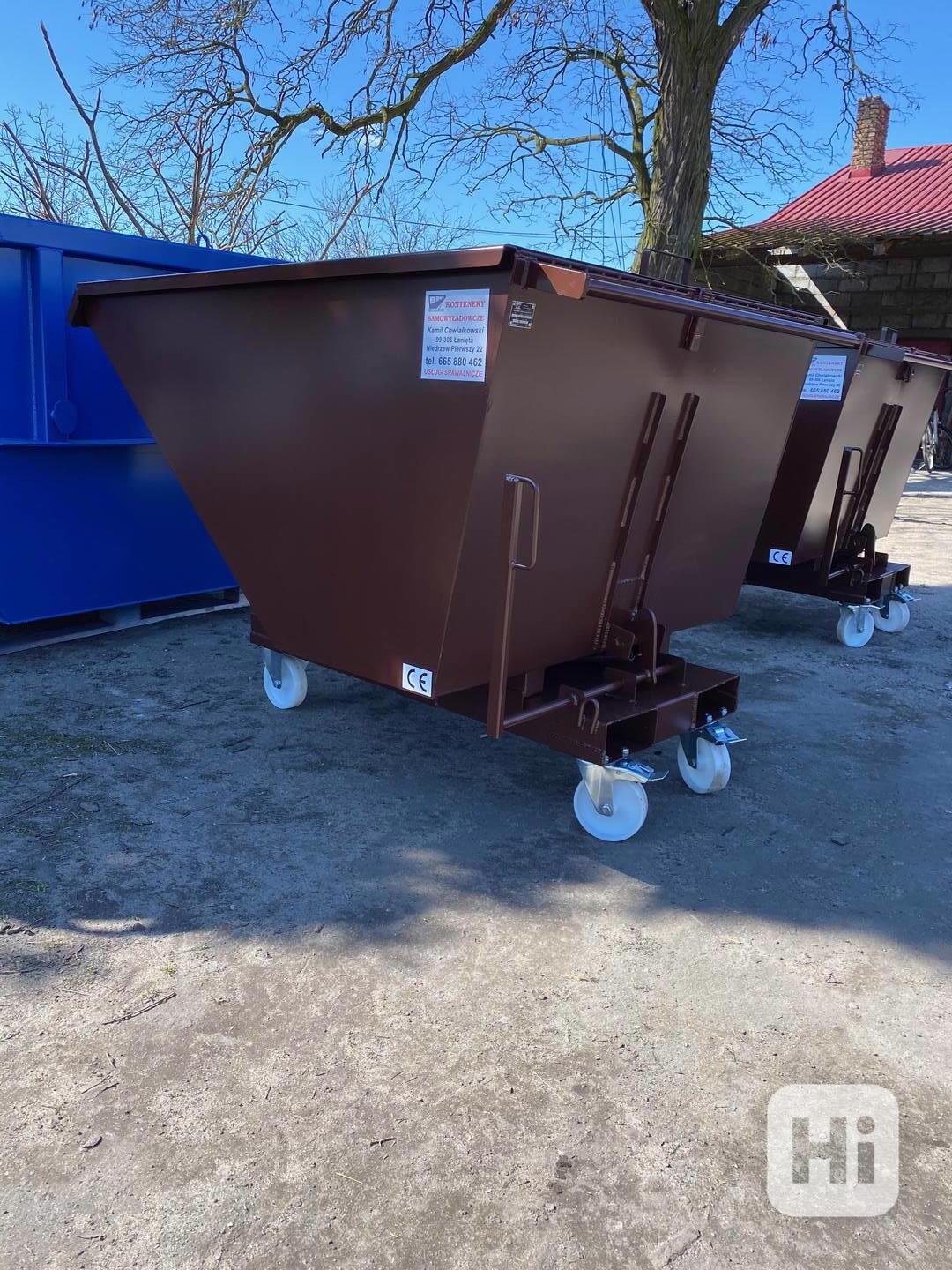 Odpadkový kontejner, kolébka, násypka, 1 m3 kontejner - foto 1