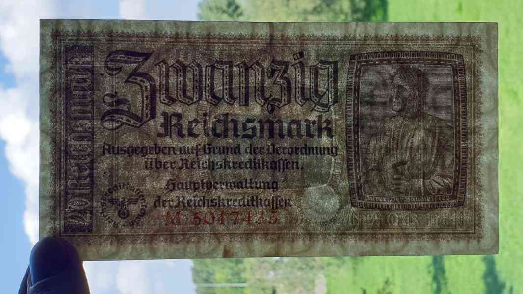 20 Reichsmark – Wehrmacht okupační bankovka Třetí říše - foto 7