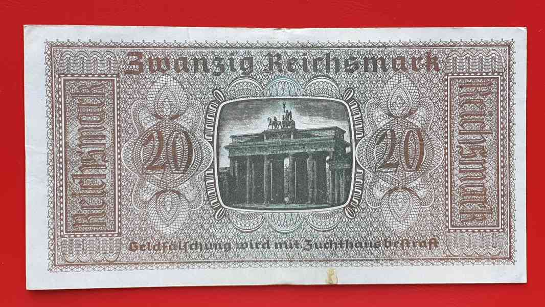 20 Reichsmark – Wehrmacht okupační bankovka Třetí říše - foto 6