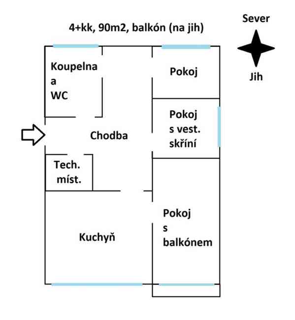 Pronájem 3+1, 90m2 (s balk.)(Dolní Hanychov, ul. Národní)  - foto 12