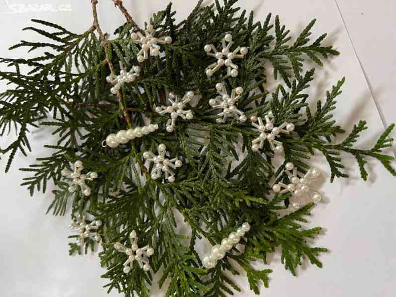 Vánoce - dekorace - perličková-korálková vločka - foto 3