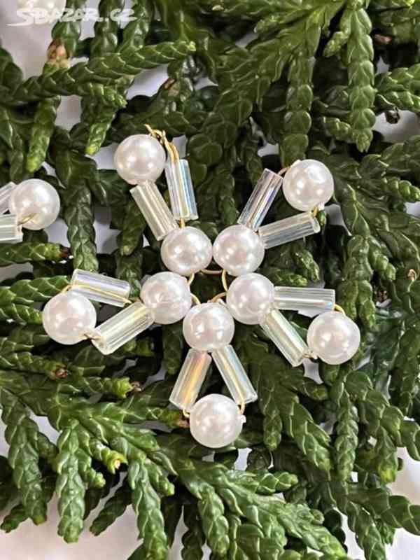 Vánoce - dekorace - perličková-korálková vločka - foto 4