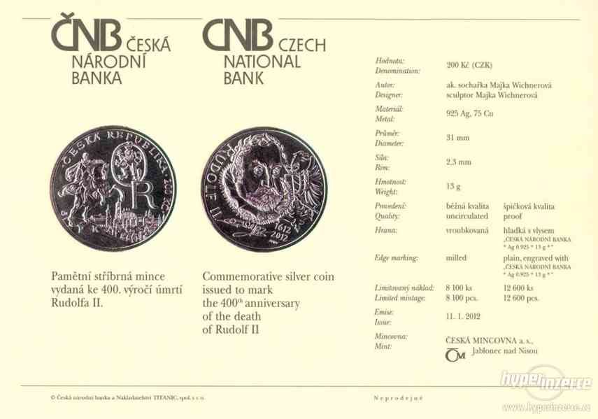 Stříbrná mince 400. výročí úmrtí Rudolfa II. PROOF - foto 3