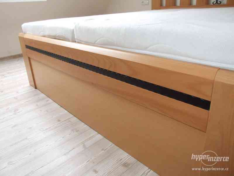 Nová masivní buková 4 cm postel, kované doplňky, Smontuji - foto 7