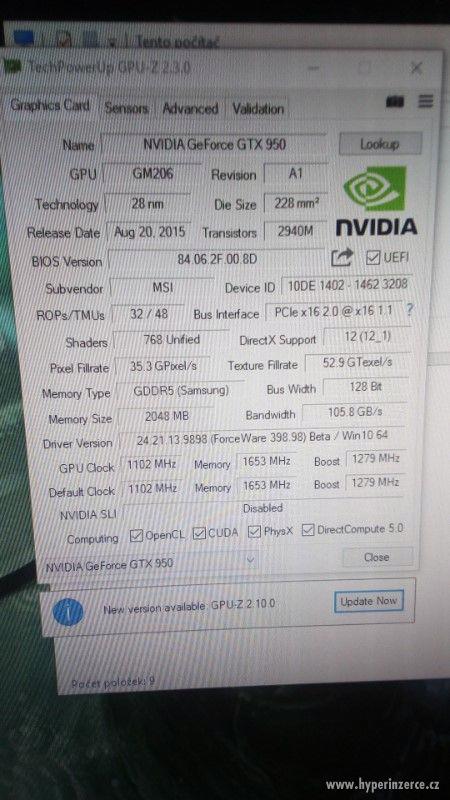 Prodám Nvidia gtx MSI 950.Gaming - foto 2
