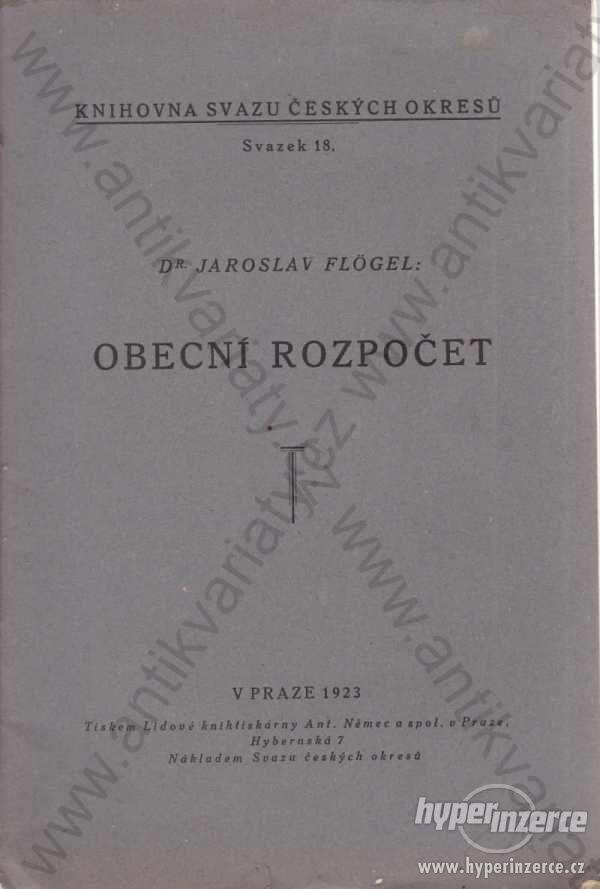 Obecní rozpočet Dr. Jaroslav Flögel 1923 - foto 1