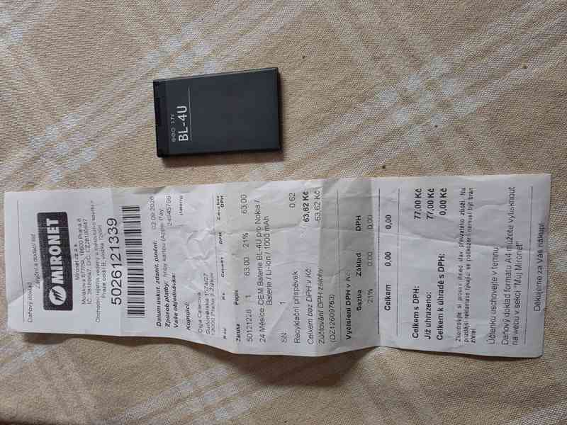Nová baterie pro telefony Nokia BL-4U - foto 3