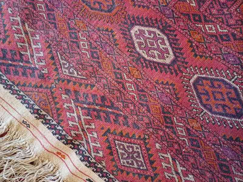  Ručně tkaný Turkménský vlněný koberec ze 60.tých let - foto 3