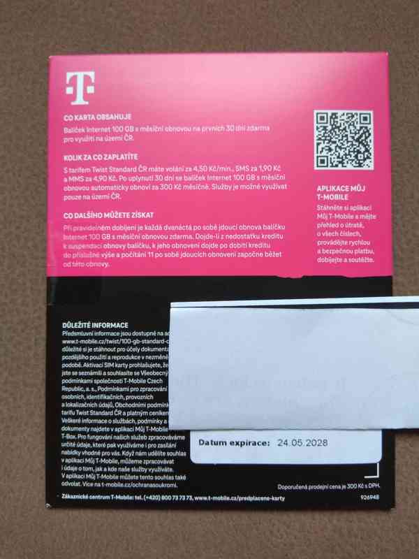 Předplacená SIM karta T-Mobile - limitovaná edice 100 GB - foto 2