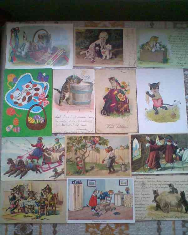 Retro pohlednice kočky a pohádkové - foto 9