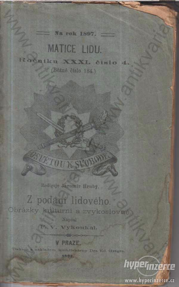 Matice lidu ročníku XXXI.číslo 4 F.V.Vykoukal 1897 - foto 1