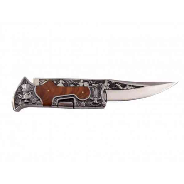 Lovecký nůž zavírací rosewood Diablo s nylonovým pouzdrem - foto 2