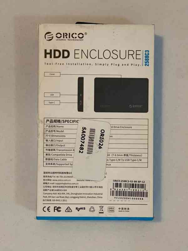 ORICO 2588C3 externí box pro 2,5" SATA HDD/SSD – USB-C, 1... - foto 4