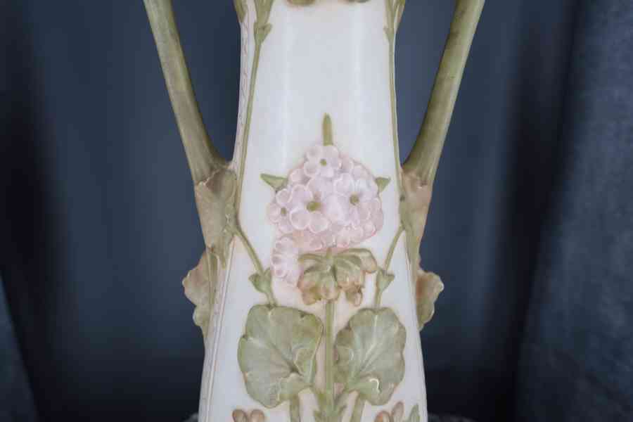 Starožitné párové vázy Royal Dux secesní výška 49 cm - foto 4