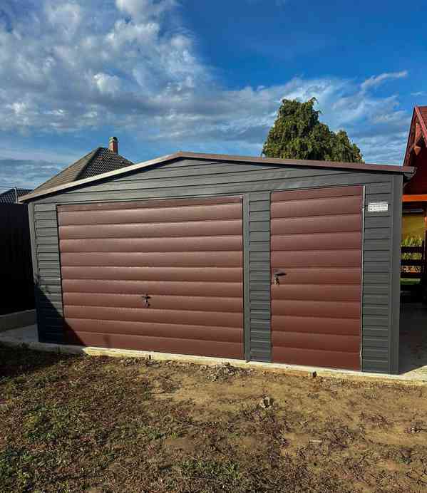 Plechova garáž 5x6m -  výklopná vrata -  dveře - TS858 - foto 4