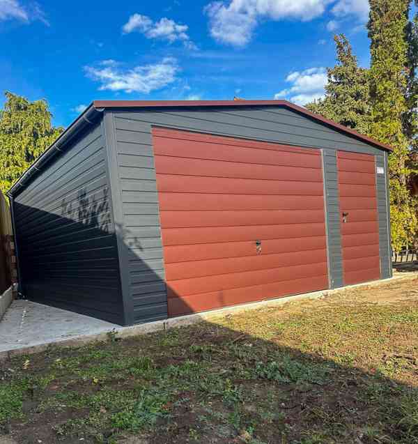 Plechova garáž 5x6m -  výklopná vrata -  dveře - TS858 - foto 5