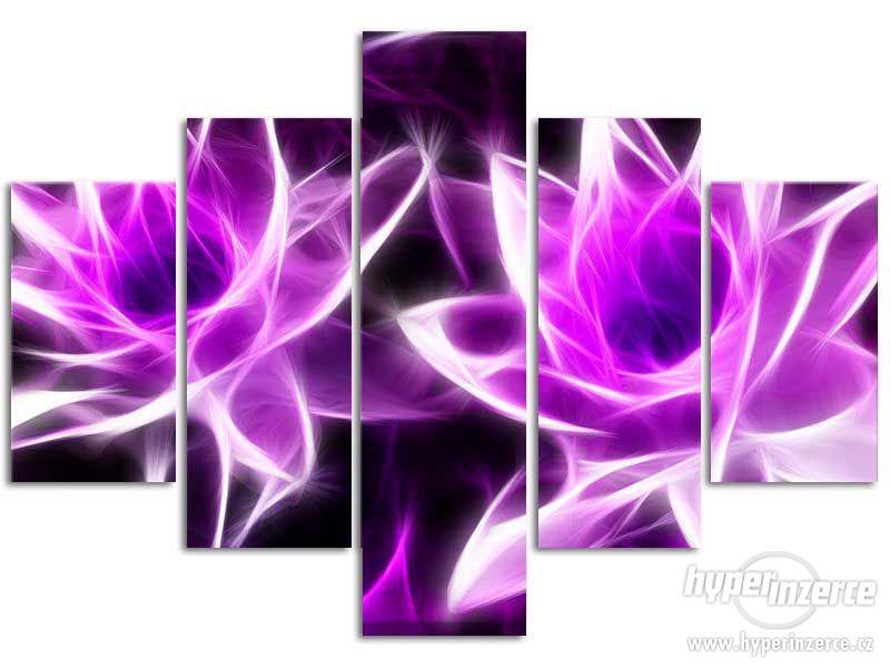 Pětidílný obraz fialové květy - velikost 150 x 105 cm - foto 1