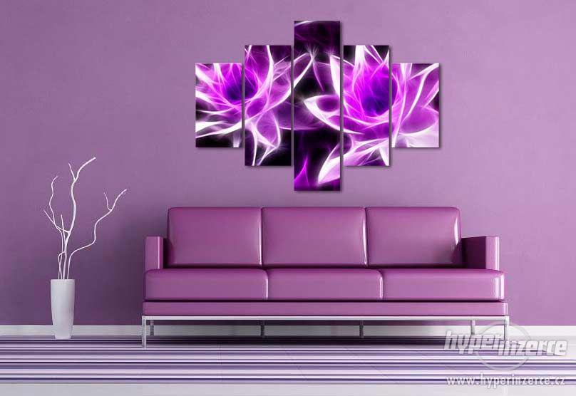 Pětidílný obraz fialové květy - velikost 150 x 105 cm - foto 2