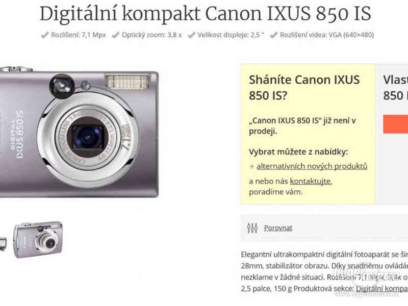Canon IXUS 850 IS - foto 2