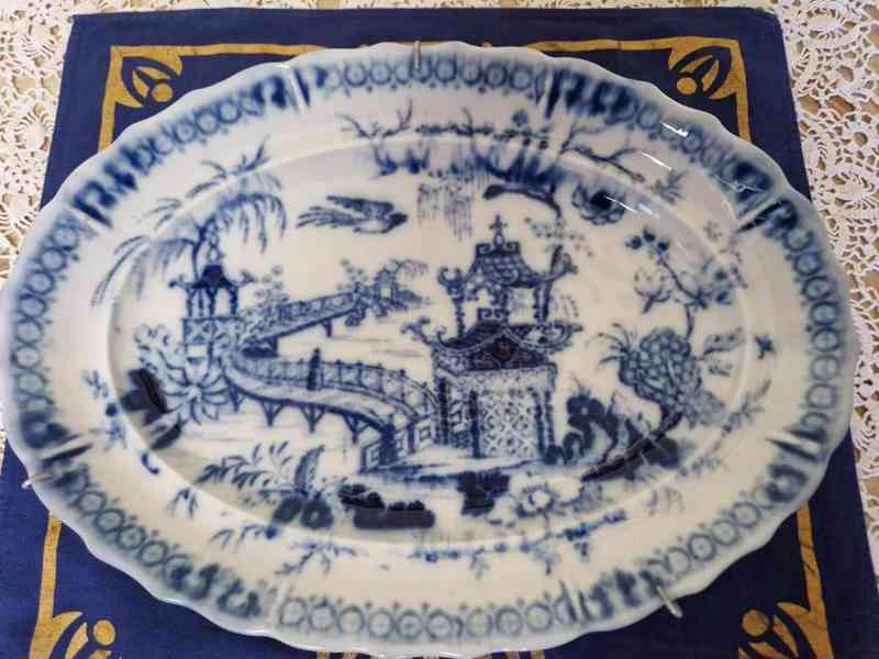 Vzácný kobaltový tác podnos Chinoserie Loket Elbogen - foto 2