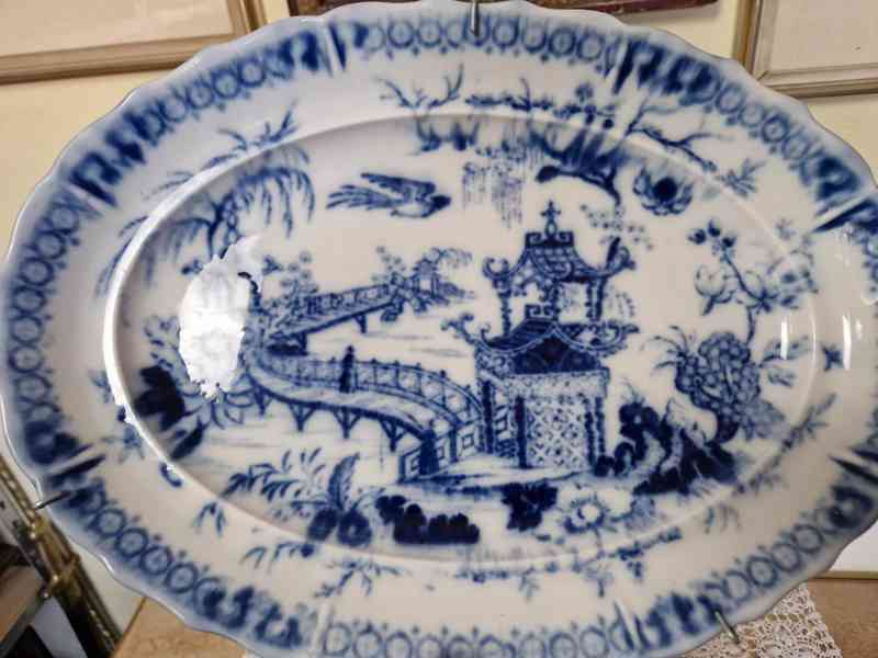 Vzácný kobaltový tác podnos Chinoserie Loket Elbogen - foto 3
