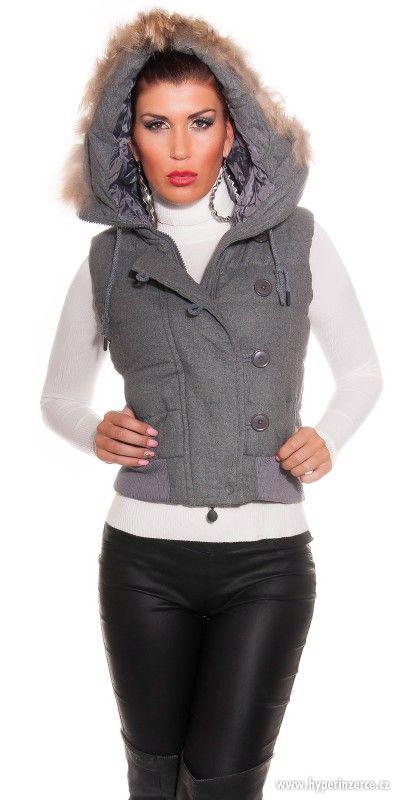 Nová dámská stylová vesta s kapucí - foto 1