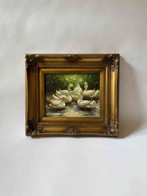 Kachny rybník - obraz ve zlatém zdobeném rámu - foto 1