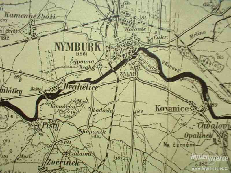 Mapa okolí Č. Brod Nymburk Poděbrady Kouřim 1910 - foto 2