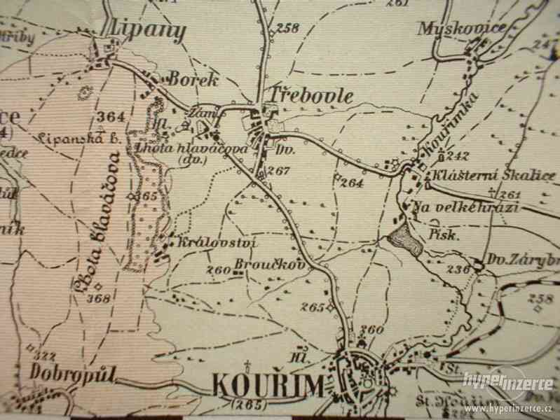 Mapa okolí Č. Brod Nymburk Poděbrady Kouřim 1910 - foto 5