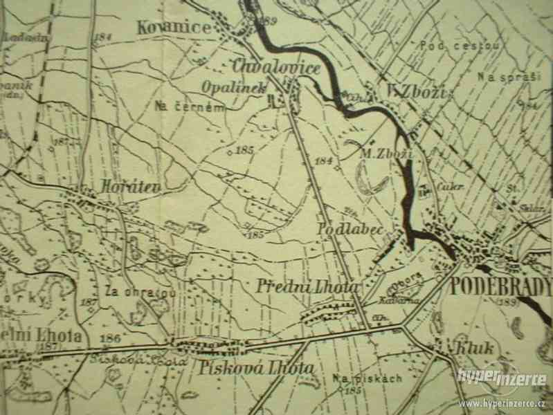 Mapa okolí Č. Brod Nymburk Poděbrady Kouřim 1910 - foto 7