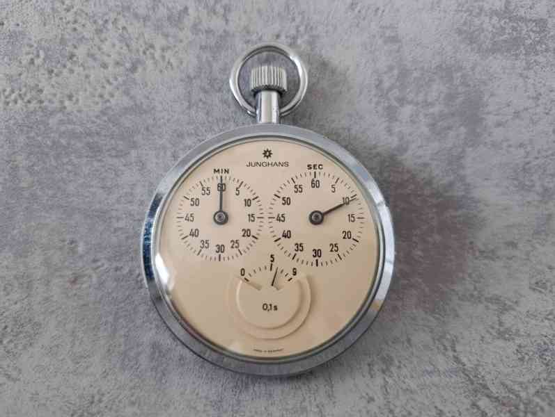 Starožitné kapesní stopky Junghans 1/10s – Německo  - foto 7