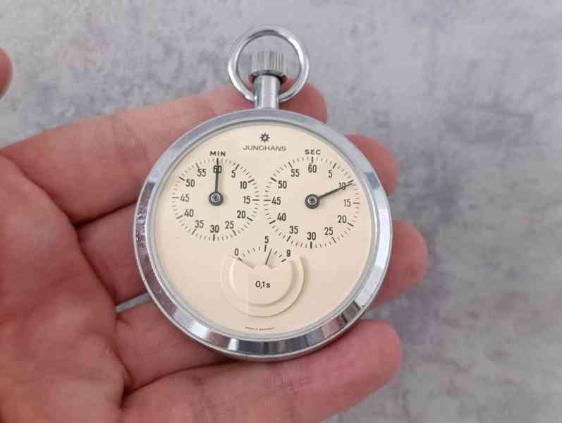 Starožitné kapesní stopky Junghans 1/10s – Německo  - foto 14