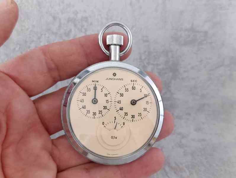 Starožitné kapesní stopky Junghans 1/10s – Německo  - foto 13