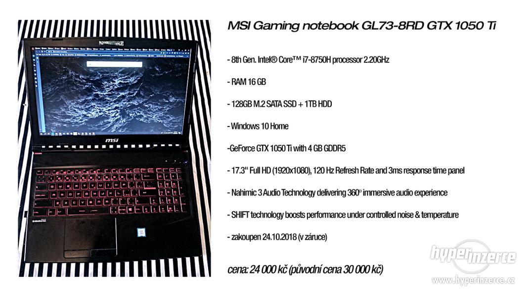 Herní notebook MSI Gaming notebook GL73-8RD GTX 1050 Ti - foto 2