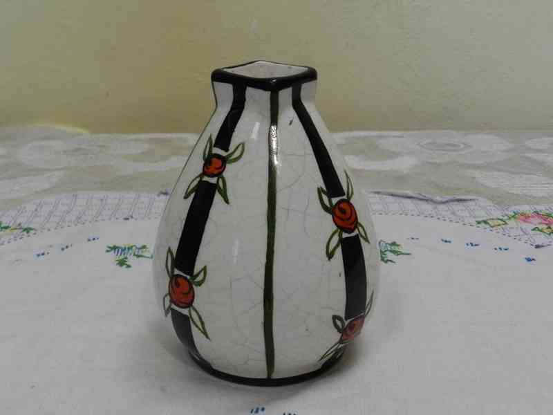 Zajímavá stará keramická ručně malovaná Vázička  - foto 2