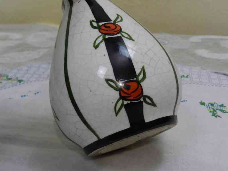 Zajímavá stará keramická ručně malovaná Vázička  - foto 4