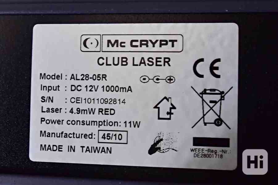 Mc CRYPT CLUB LASER Model AL28-05R RED LASER Disco - foto 2