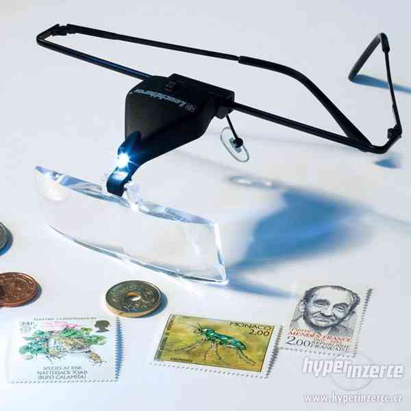 Brýle lupa (3 skla 1,5x; 2,5x; 3,5x) s LED diodou - foto 1