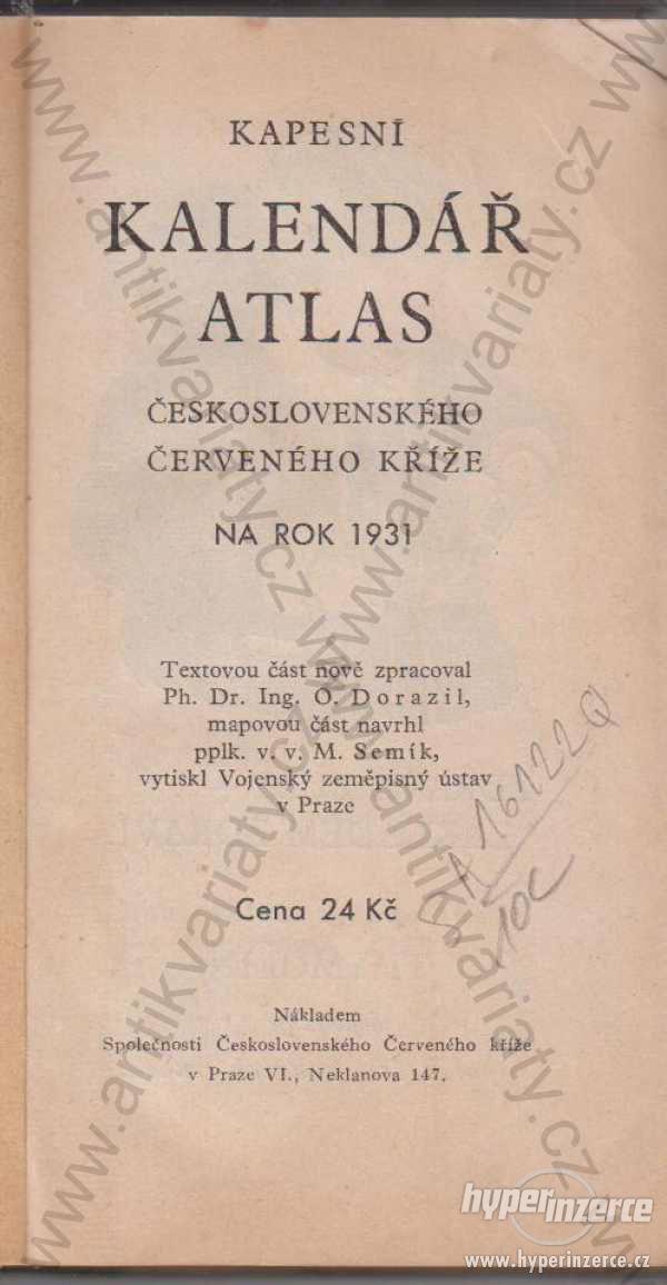 Kapes.kalendář atlas čs.Červeného kříže na rok1931 - foto 1