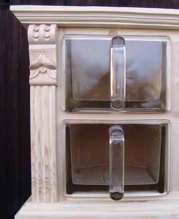 Starožitné skleněné kořenky s poličkou - foto 6